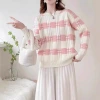Women's new autumn/Winter 2024 stylish and versatile sweater with a color-blocking round-neck pullover Specification image